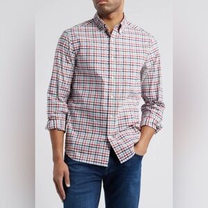 J.Crew Red Blue Plaid Button Down Shirt Men’s XL 100% Cotton Casual